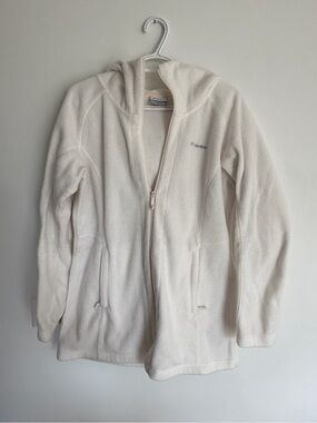 Columbia Fleece Zip-Up Hoodie | Cream | Size Large